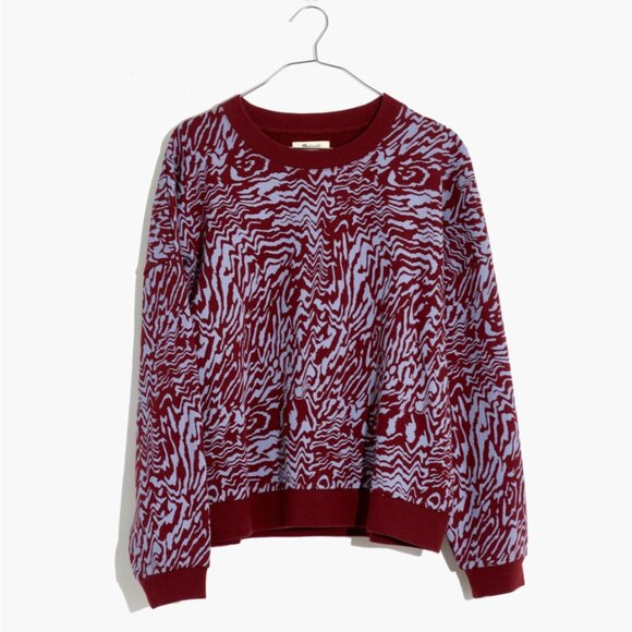 NWT MADEWELL Purple Cotton Oversized Sweatshirt in Tiger Print SZ Small - Picture 2 of 7